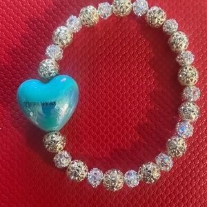 Tiffany & Co. Silver Bracelet with Blue Heart Charm